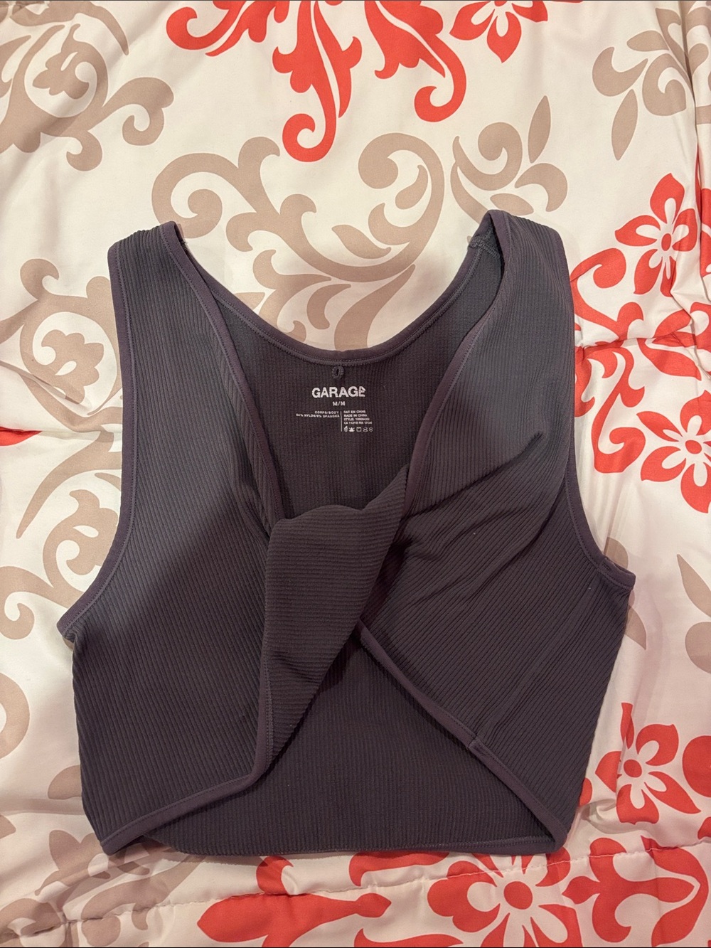 Garage Black Ribbed Twist-Front Crop Top